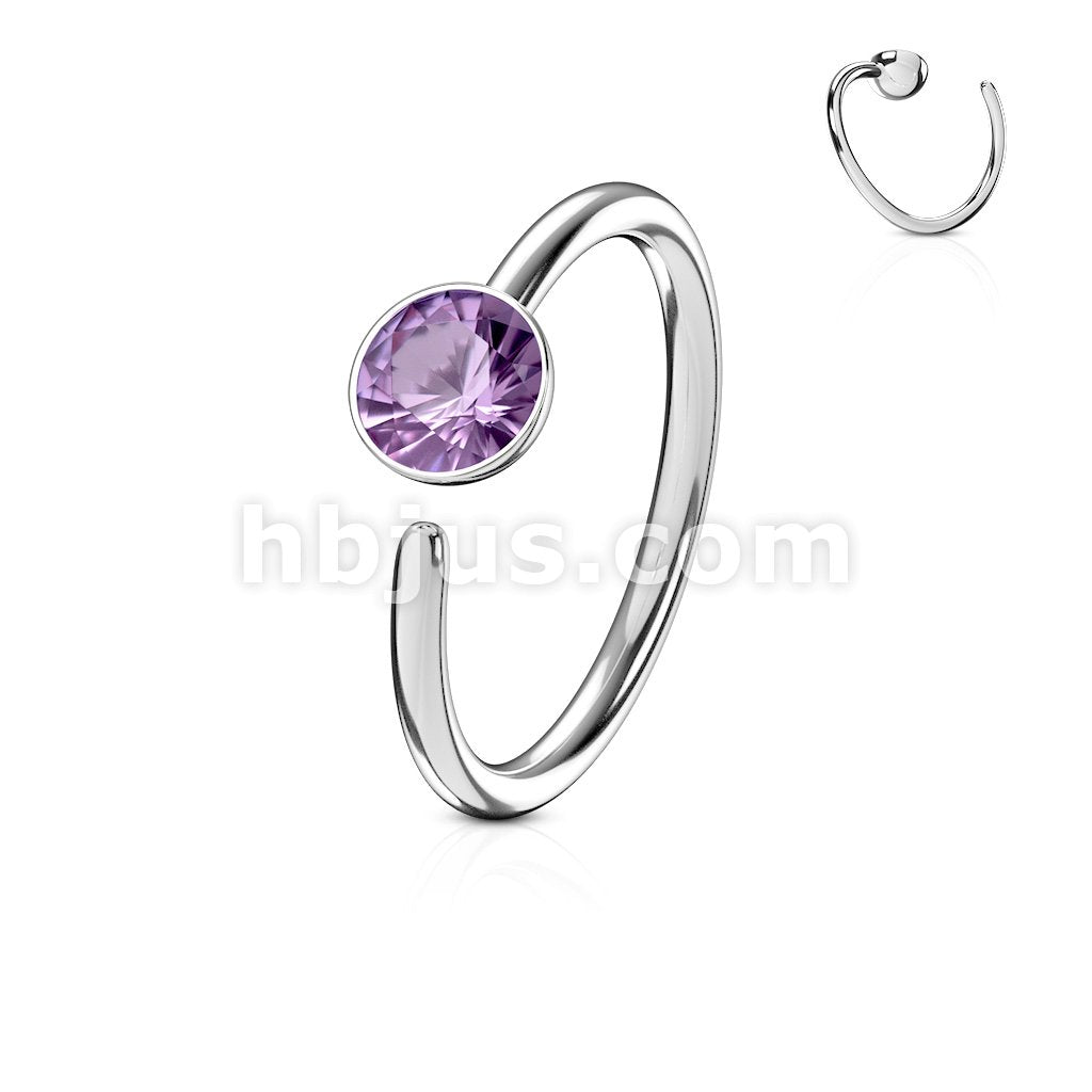 Single Gem 316L Surgical Steel Nose Ring - Image 12