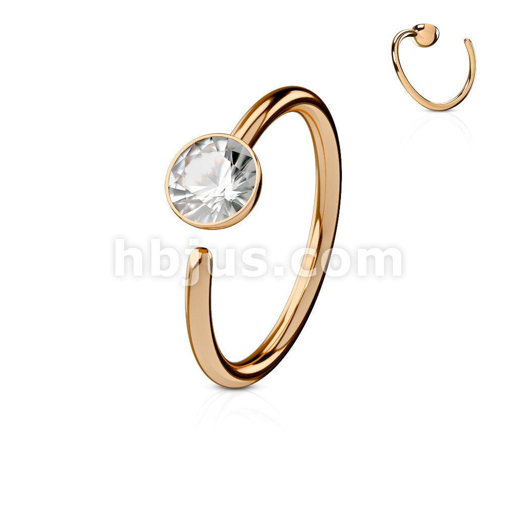 Titanium IP with Clear CZ 316L Surgical Steel Nose Ring - Image 4