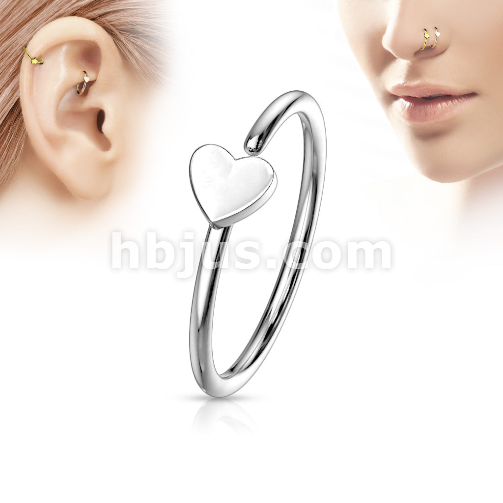 Heart IP Plating over 316L Surgical Steel Nose Hoop Ring - Image 5