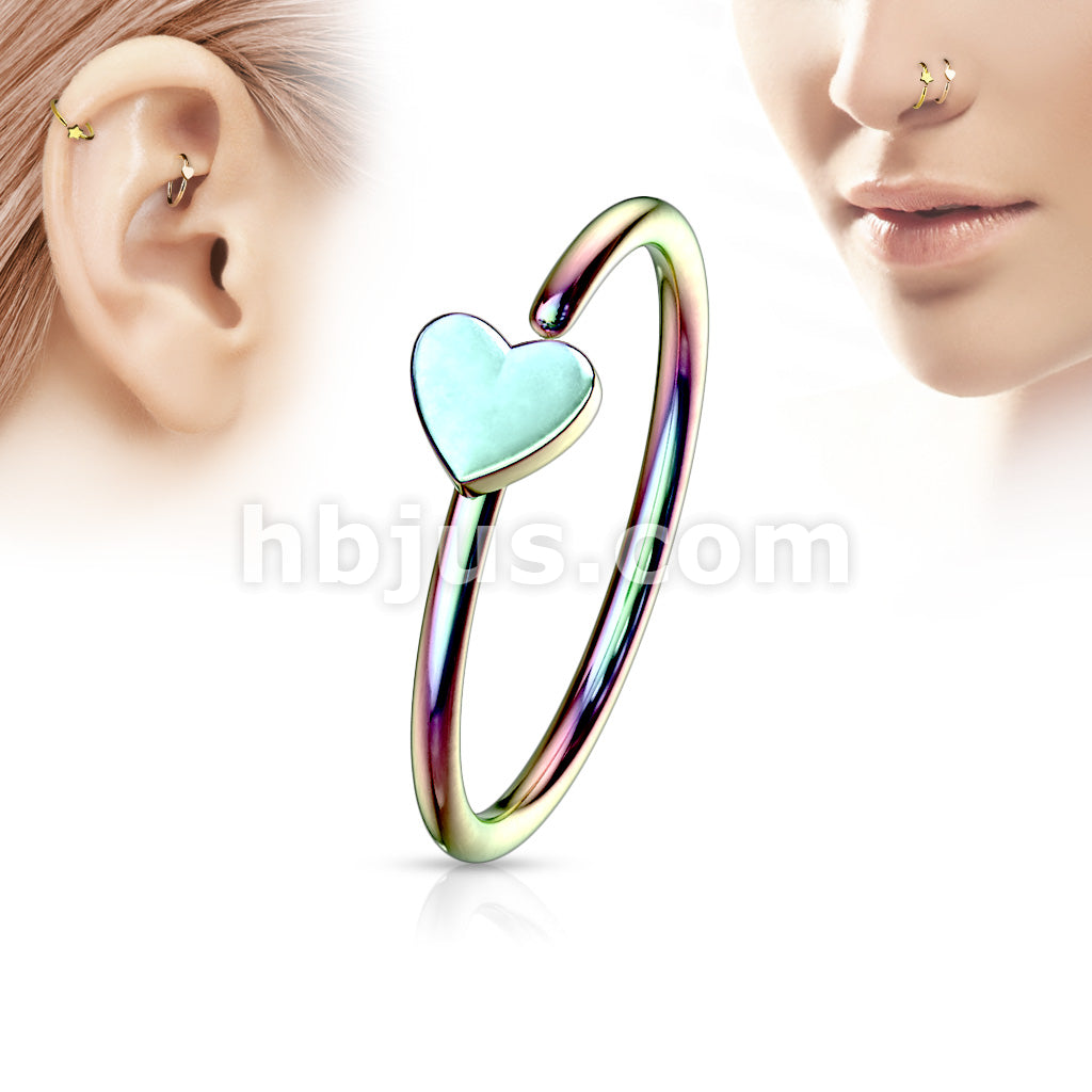 Heart IP Plating over 316L Surgical Steel Nose Hoop Ring - Image 6