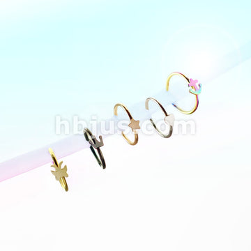Heart IP Plating over 316L Surgical Steel Nose Hoop Ring - Image 7