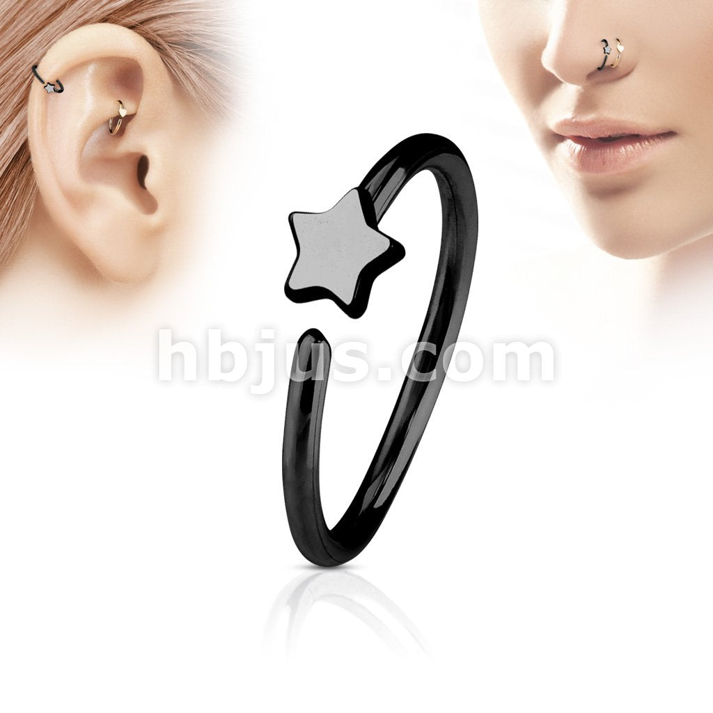 Star IP Plating over 316L Surgical Steel Hoop Ring - Image 3