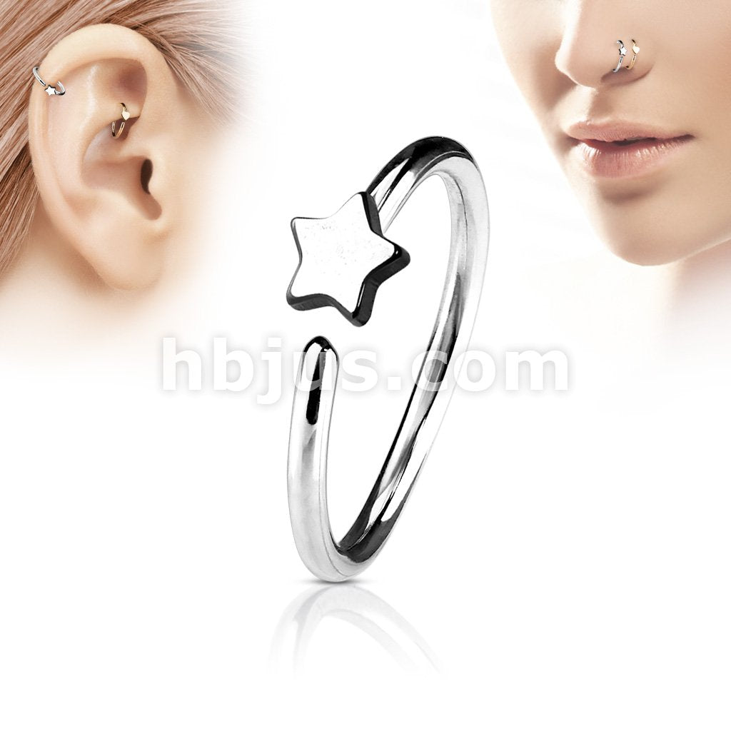 Star IP Plating over 316L Surgical Steel Hoop Ring - Image 5