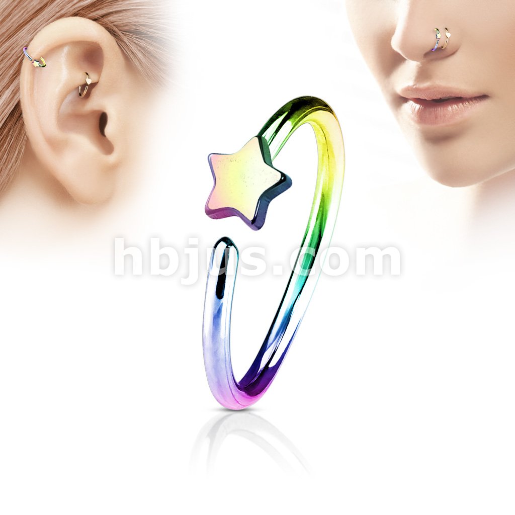 Star IP Plating over 316L Surgical Steel Hoop Ring - Image 6