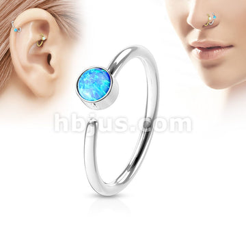 Opal Set 316L Surgical Steel Nose Hoop Ring - Image 2