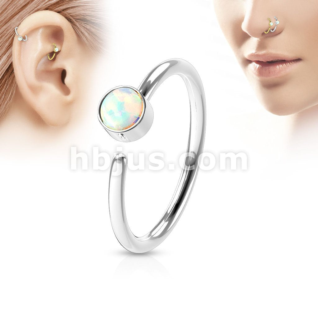 Opal Set 316L Surgical Steel Nose Hoop Ring - Image 3