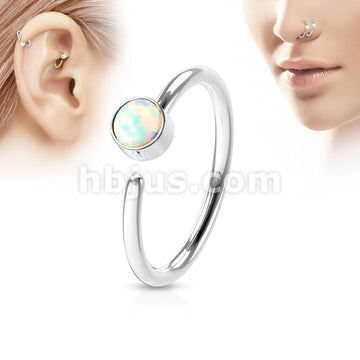 Opal Set 316L Surgical Steel Nose Hoop Ring - Image 3