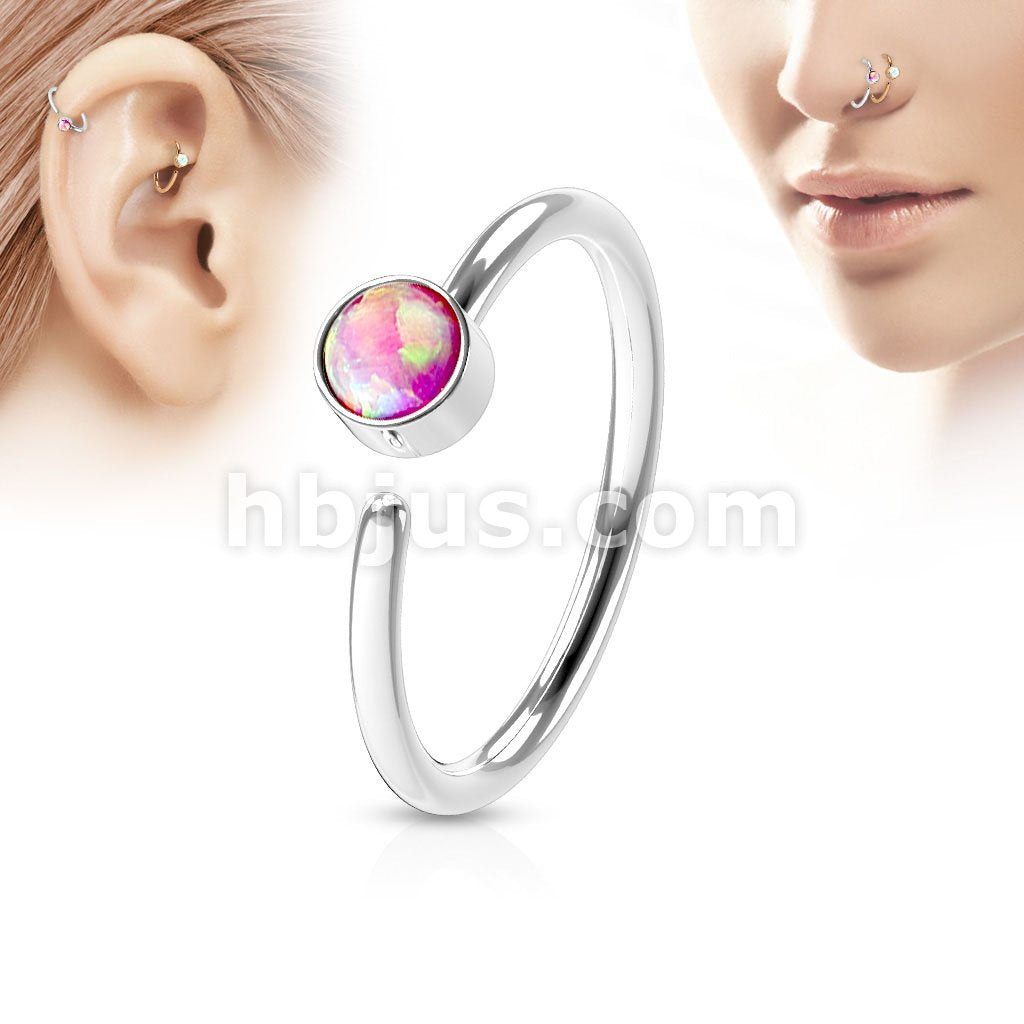 Opal Set 316L Surgical Steel Nose Hoop Ring - Image 4