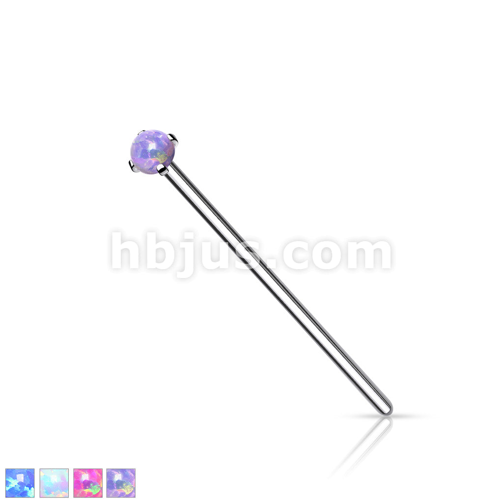 Opal Prong Set 316L Surgical Steel Fishtail Nose Rings - Image 2