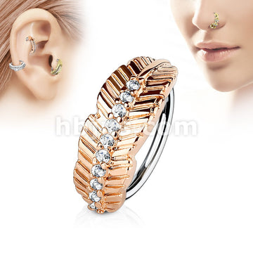 316L Surgical Steel Leaf Design with CZ Paved Center 316L Surgical... - Image 4