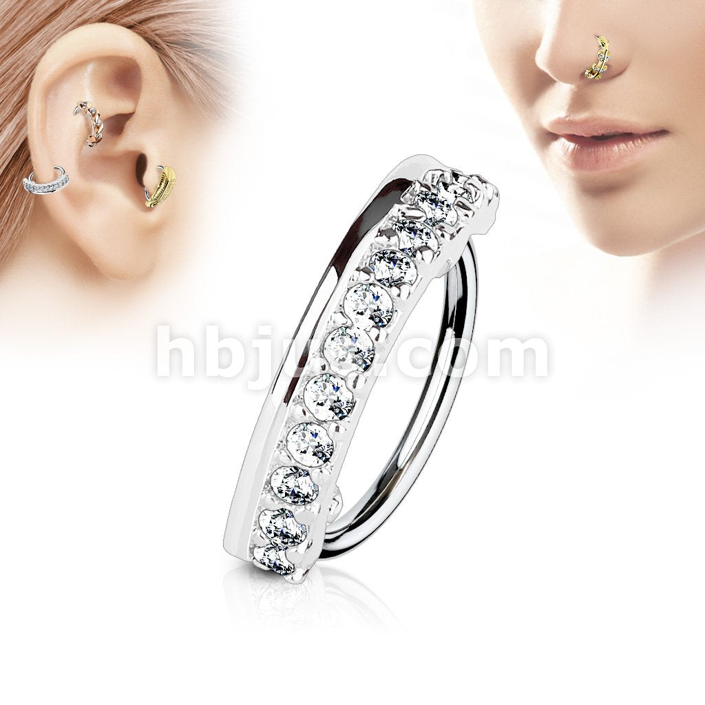 316L Surgical Steel CZ Paved Half Circle 316L Surgical Steel Nose,... - Image 2