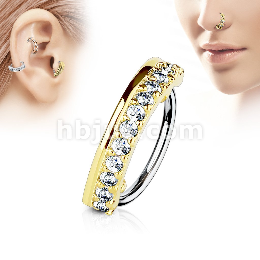 316L Surgical Steel CZ Paved Half Circle 316L Surgical Steel Nose,... - Image 3