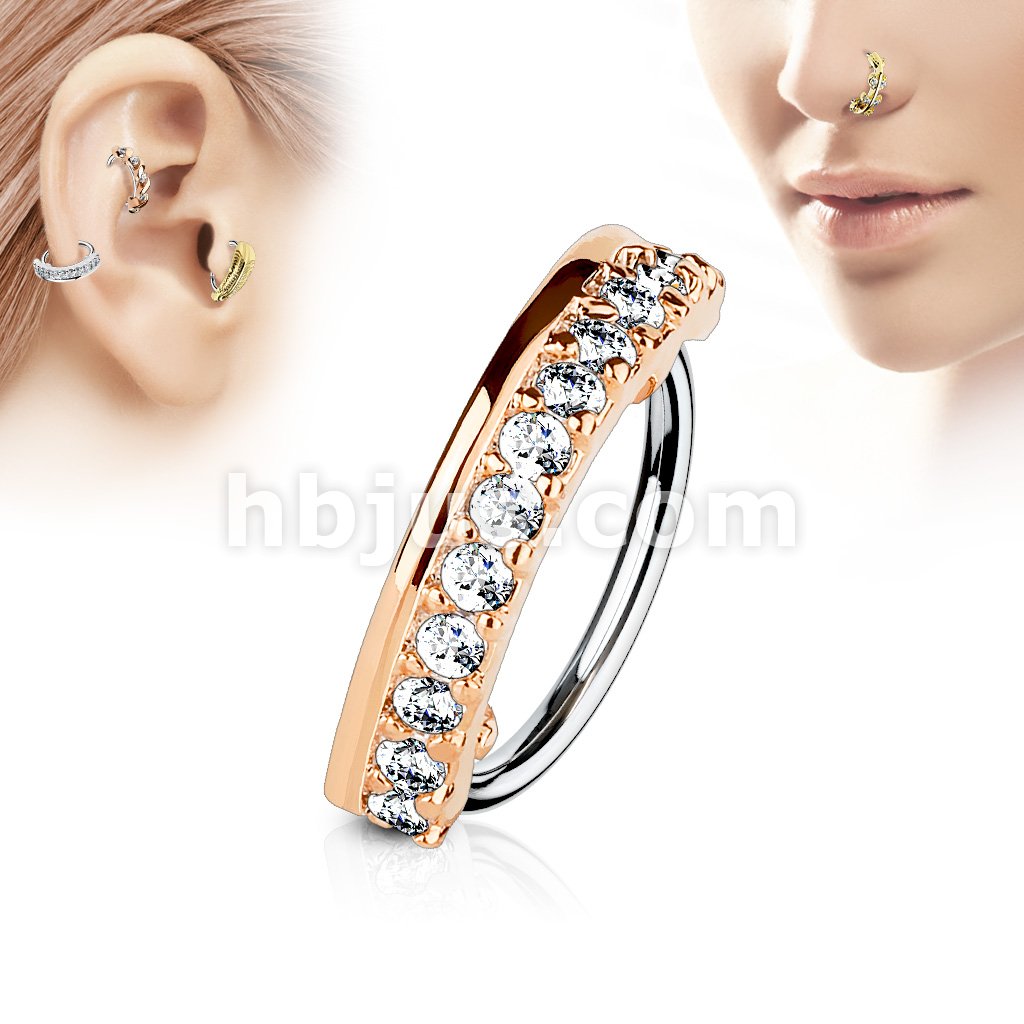 316L Surgical Steel CZ Paved Half Circle 316L Surgical Steel Nose,... - Image 4