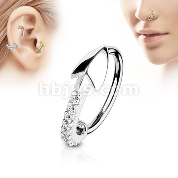 316L Surgical Steel CZ Paved Arrow 316L Surgical Steel Nose, Cartilage... - Image 2