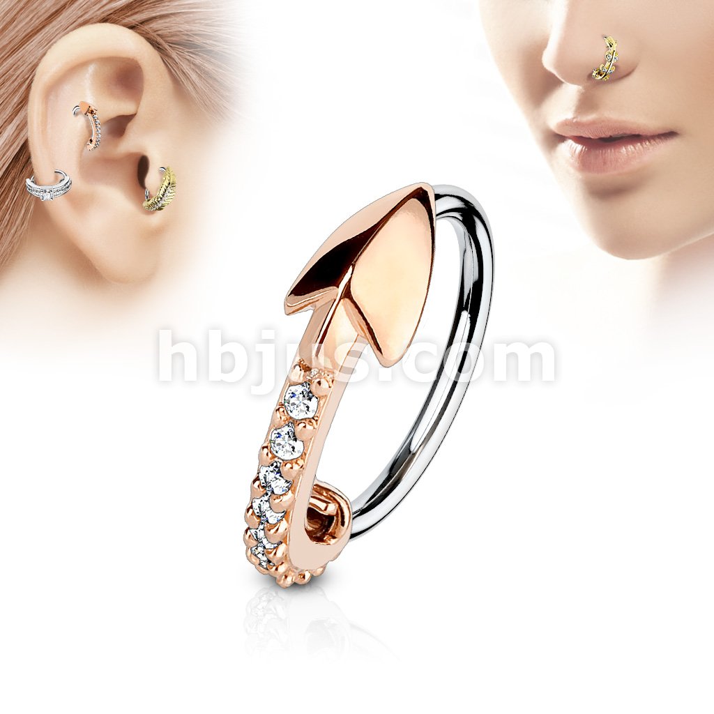 316L Surgical Steel CZ Paved Arrow 316L Surgical Steel Nose, Cartilage... - Image 4