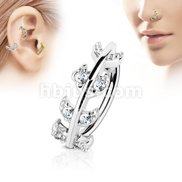 316L Surgical Steel CZ Paved Vine Top 316L Surgical Steel Nose,... - Image 2