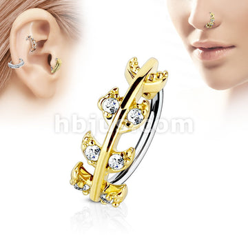 316L Surgical Steel CZ Paved Vine Top 316L Surgical Steel Nose,... - Image 3