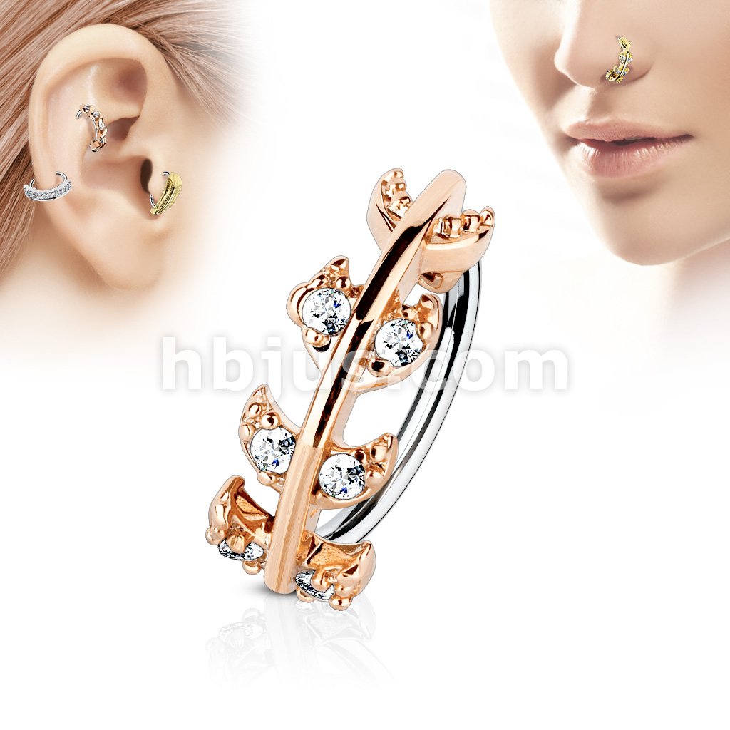 316L Surgical Steel CZ Paved Vine Top 316L Surgical Steel Nose,... - Image 4