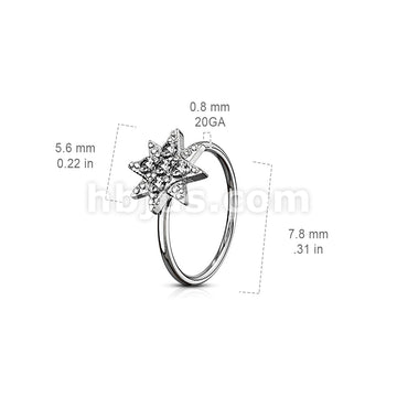 Brass CZ Paved Starburst Bendabl Nose, Cartilage Hoop Rings - Image 3