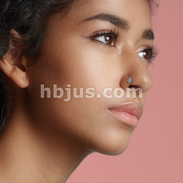 Brass CZ Paved Starburst Bendabl Nose, Cartilage Hoop Rings - Image 4