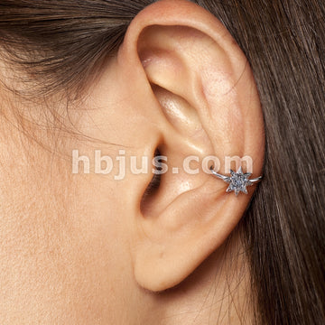 Brass CZ Paved Starburst Bendabl Nose, Cartilage Hoop Rings - Image 5