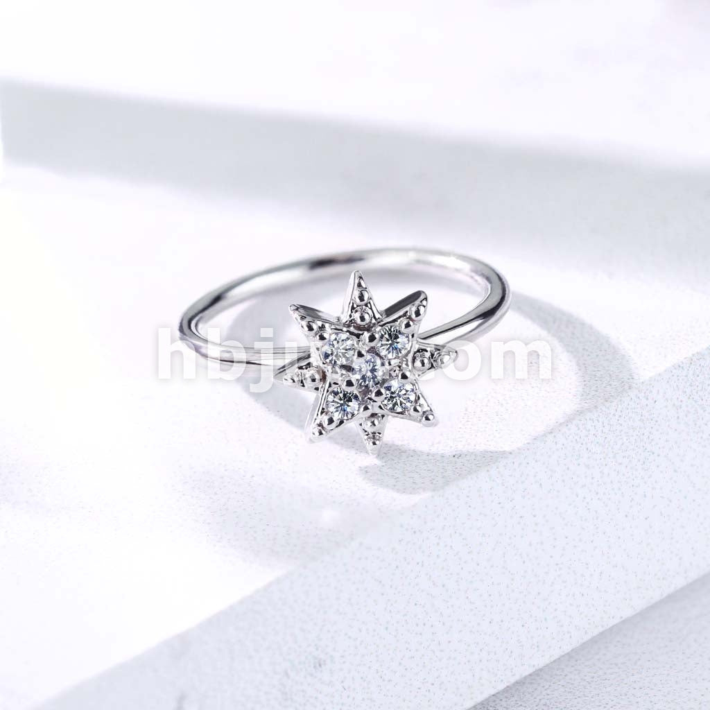 Brass CZ Paved Starburst Bendabl Nose, Cartilage Hoop Rings - Image 6