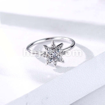 Brass CZ Paved Starburst Bendabl Nose, Cartilage Hoop Rings - Image 6
