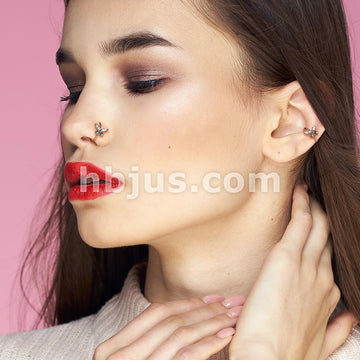 Brass CZ Butterfly Bendable Nose, Cartilage Hoop Rings - Image 7