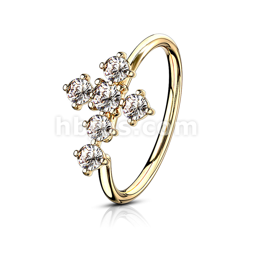 Brass CZ Cross Bendable Hoop - Image 3