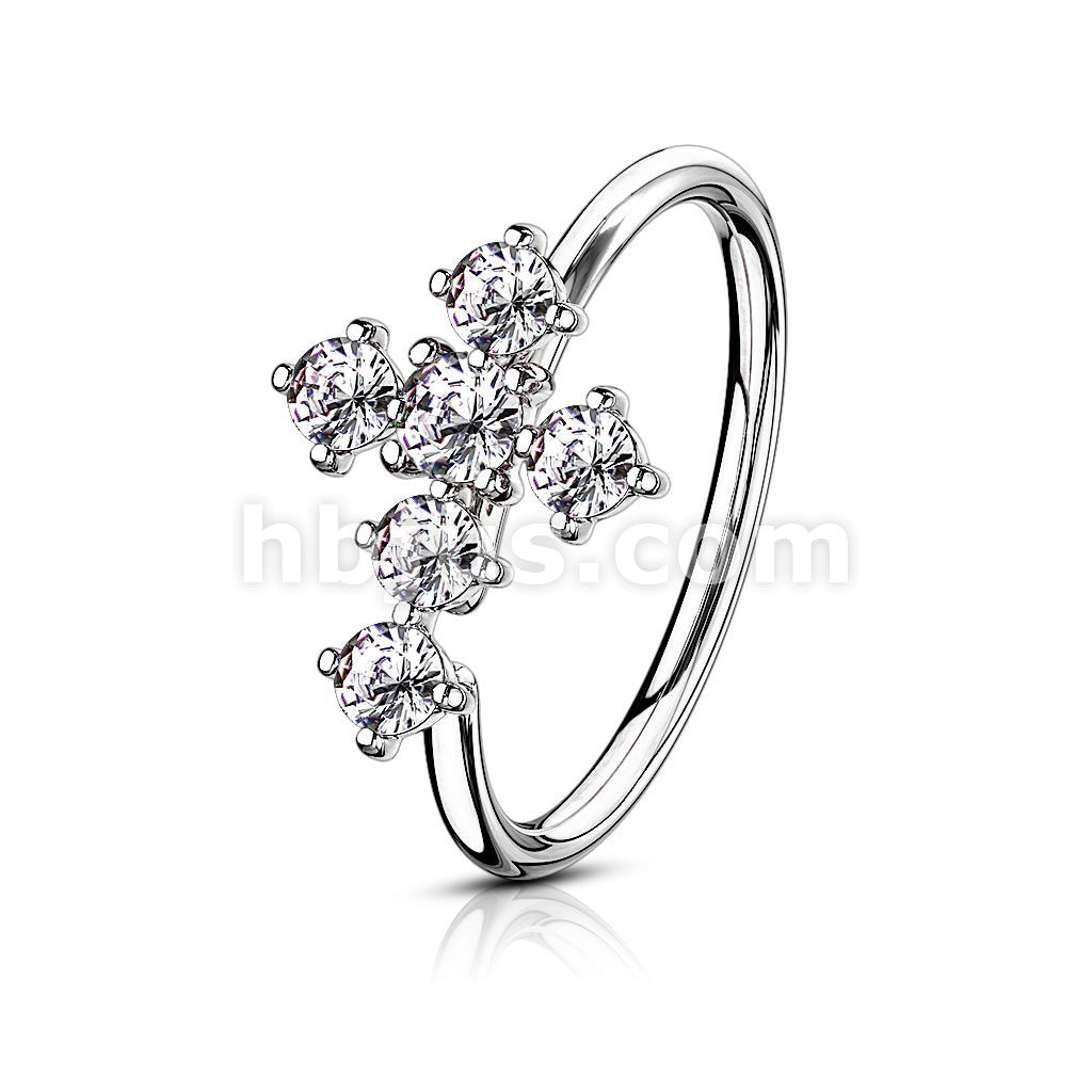 Brass CZ Cross Bendable Hoop - Image 4