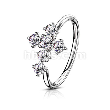 Brass CZ Cross Bendable Hoop - Image 4