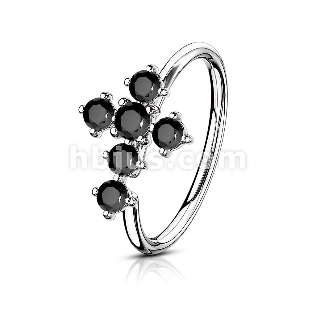 Brass CZ Cross Bendable Hoop - Image 5