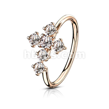 Brass CZ Cross Bendable Hoop - Image 6