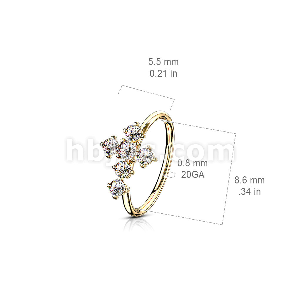 Brass CZ Cross Bendable Hoop - Image 7