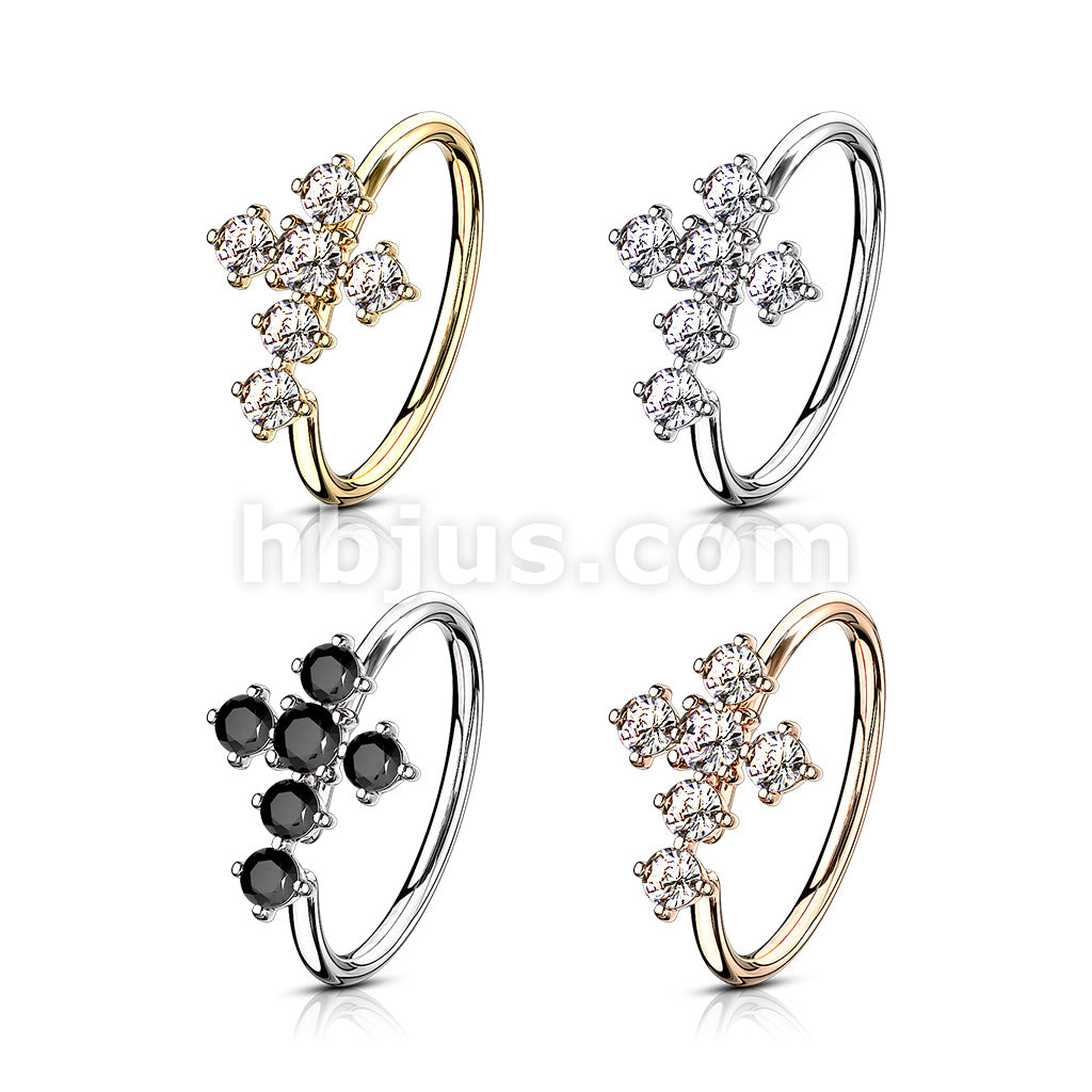 Brass CZ Cross Bendable Hoop - Image 8