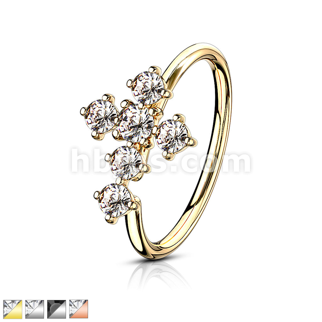 Brass CZ Cross Bendable Hoop - Image 2