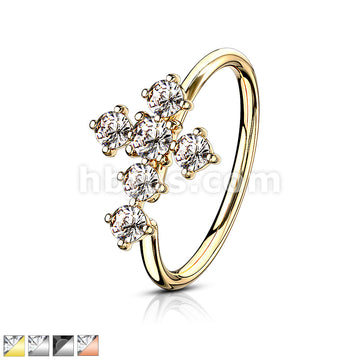 Brass CZ Cross Bendable Hoop - Image 2