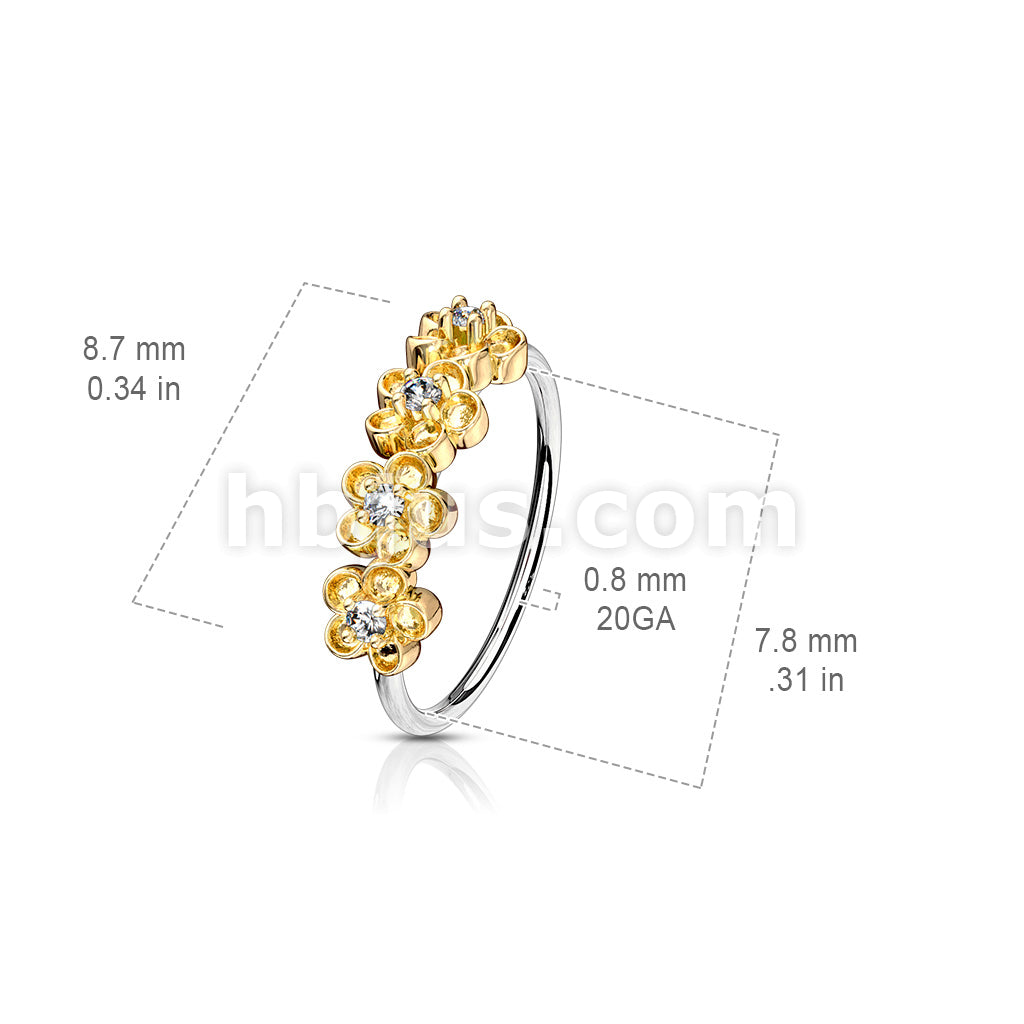 316L Surgical Steel Four CZ Paved Flowers 316L Surgical Steel Bendable... - Image 5
