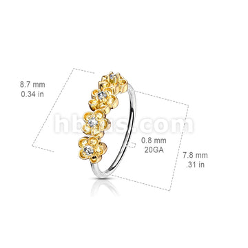 316L Surgical Steel Four CZ Paved Flowers 316L Surgical Steel Bendable... - Image 5