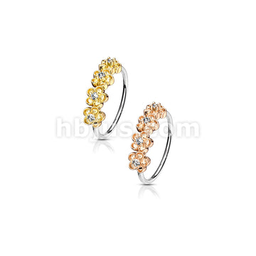 316L Surgical Steel Four CZ Paved Flowers 316L Surgical Steel Bendable... - Image 6