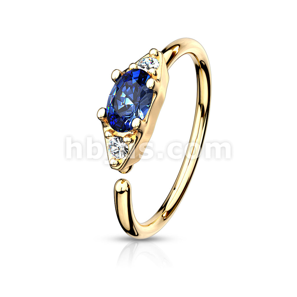 316L Surgical Steel Double CZ with Prong Set Oval CZ Center Bendable... - Image 3