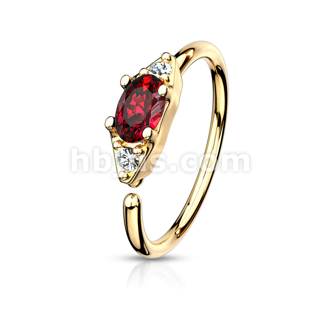 316L Surgical Steel Double CZ with Prong Set Oval CZ Center Bendable... - Image 4