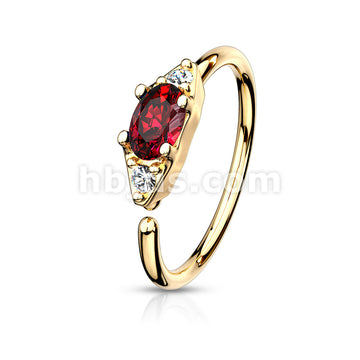 316L Surgical Steel Double CZ with Prong Set Oval CZ Center Bendable... - Image 4