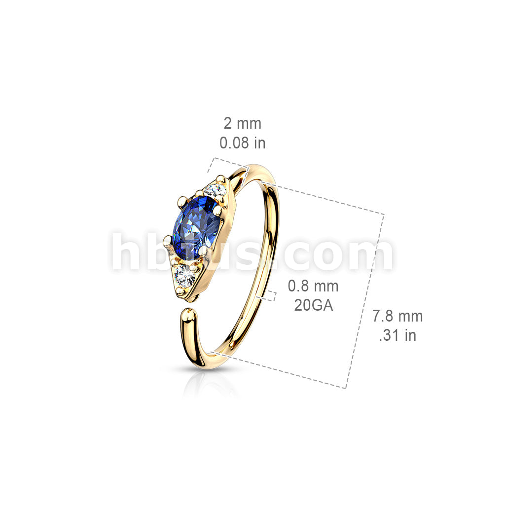 316L Surgical Steel Double CZ with Prong Set Oval CZ Center Bendable... - Image 5