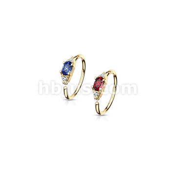 316L Surgical Steel Double CZ with Prong Set Oval CZ Center Bendable... - Image 6