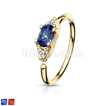 316L Surgical Steel Double CZ with Prong Set Oval CZ Center Bendable... - Image 2