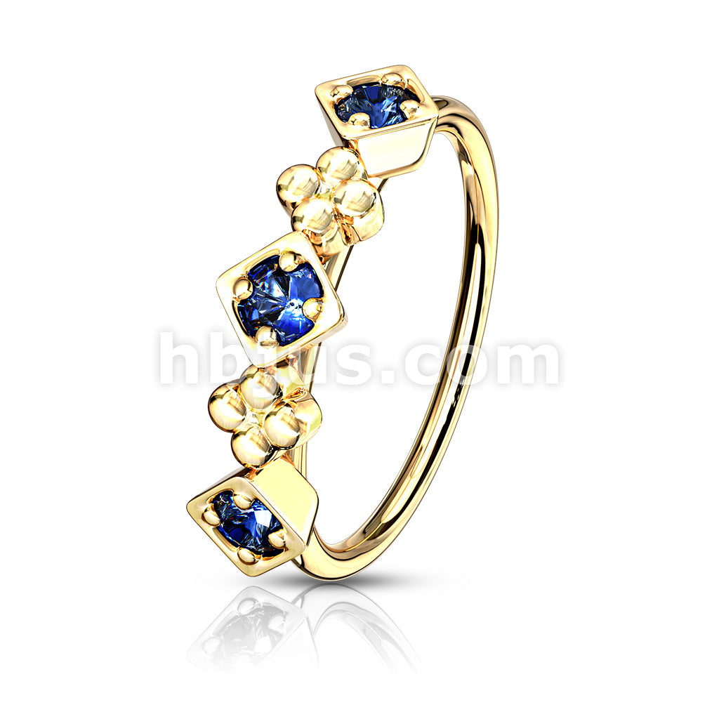 316L Surgical Steel Lined CZ Set Squares and Flowers Bendable Nose,... - Image 3
