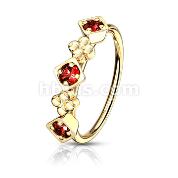 316L Surgical Steel Lined CZ Set Squares and Flowers Bendable Nose,... - Image 4