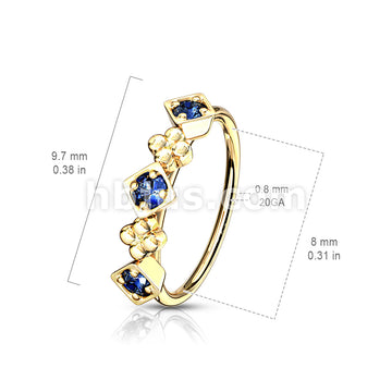 316L Surgical Steel Lined CZ Set Squares and Flowers Bendable Nose,... - Image 5