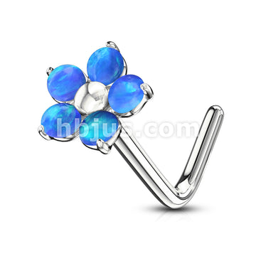 316L Surgical Steel Flower with 5 Opal Petals 316L Surgical Steel L... - Image 3